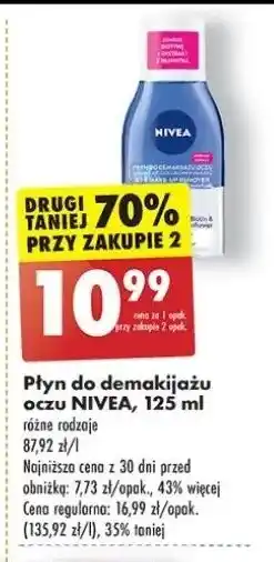 Biedronka Płyn do demakijażu oczu dwufazowy usuwa wodoodporny makijaż biotyna i ekstrakt z bławatka Nivea oferta