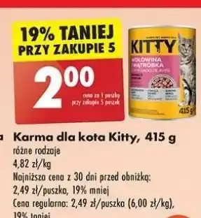 Biedronka Karma dla kota z wołowiną i wątróbką Kitty oferta