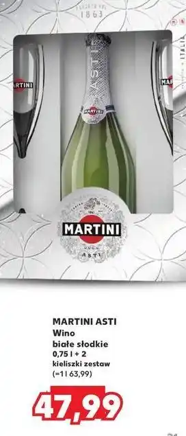 Kaufland Wino + 2 kieliszki Martini Asti oferta