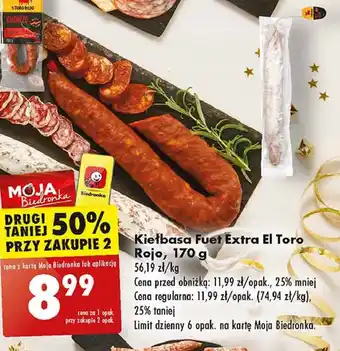 Biedronka Kiełbasa fuet extra El Toro Rojo oferta