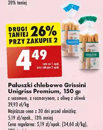 Biedronka Paluszki chlebowe z oliwą oliwek Unigriss oferta