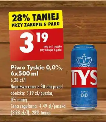 Biedronka Piwo Tyskie 0.0% oferta