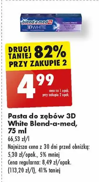 Biedronka Pasta do zębów classic fresh Blend-A-Med 3D White oferta