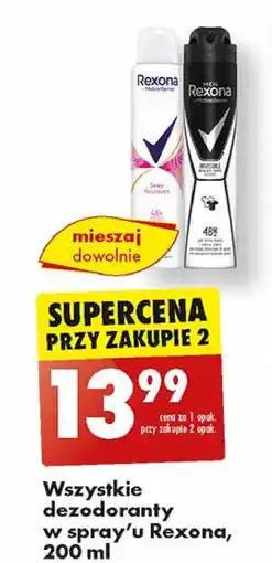 Biedronka Dezodorant invisible black & white Rexona Men Invisible oferta