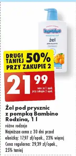 Biedronka Żel pod prysznic mirabelka Bambino Rodzina oferta