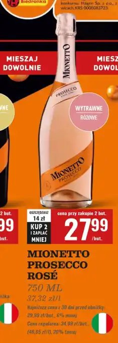 Biedronka Prosecco Mionetto oferta