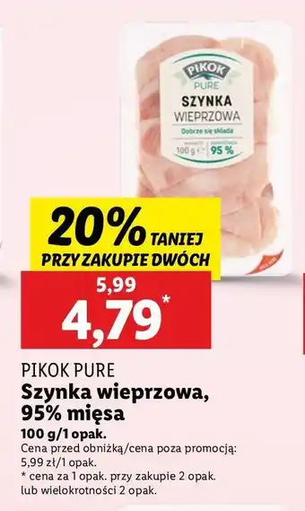 Lidl Szynka wieprzowa Pikok pure oferta