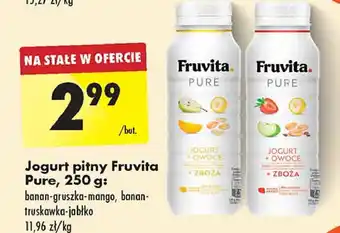 Biedronka Jogurt banan gruszka mango + płatki owsiane i płatki jaglane Fruvitaland oferta