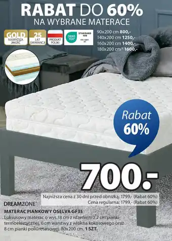 JYSK MATERAC PIANKOWY OSELVA GF35 oferta