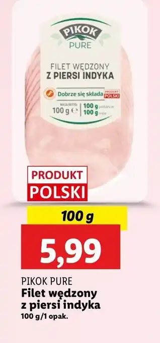 Lidl Filet wędzony z piersi indyka Pikok pure oferta