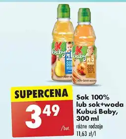 Biedronka Sok + woda jabłko-gruszka Kubuś Baby oferta