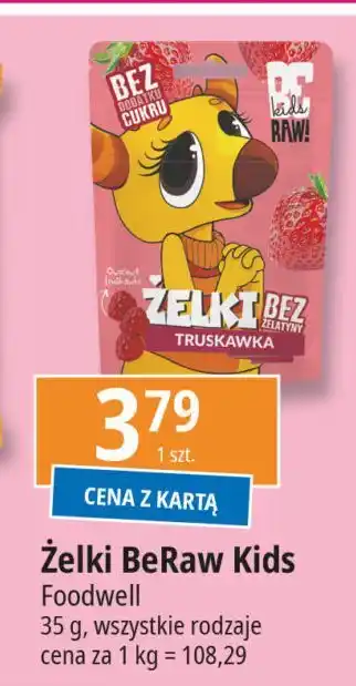 E.Leclerc Żelki o smaku truskawka Be Raw! oferta