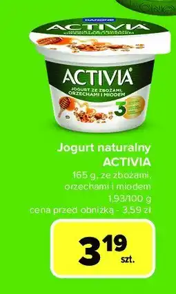 Carrefour Jogurt ze zbożami orzechami i miodem Danone activia oferta