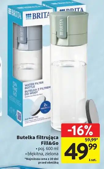 Intermarche Butelka filtrująca wodę 600 ml zielona Brita Fill&Go Vital oferta