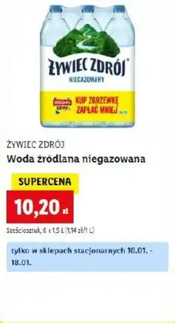 Lidl ZYWIEC ZDRÓJ Woda źródlana niegazowana oferta