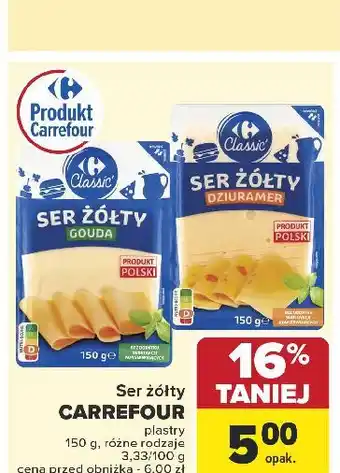 Carrefour Ser żółty dziuramer plastry Carrefour Classic oferta