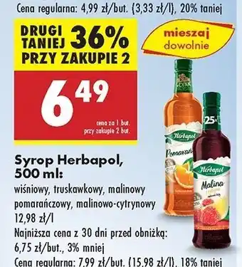 Biedronka Syrop malina z cytryną Herbapol oferta