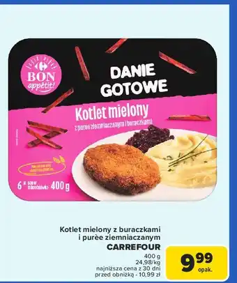 Carrefour Market Kotlet mielony z puree ziemniaczanym i buraczkami Carrefour bon appetit! oferta