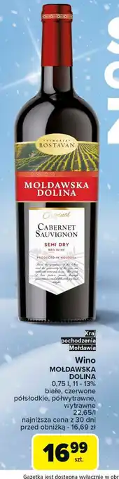 Carrefour Wino czerwone półwytrawne Mołdawska Dolina Cabernet Sauvignon oferta