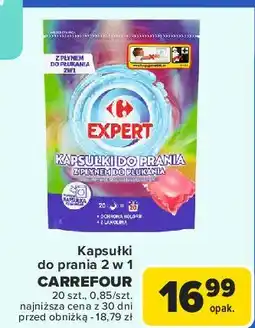 Carrefour Kapsułki do tkanin białych i kolorowych Carrefour Laundry Caps 2W1 oferta