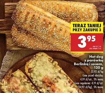 Biedronka Hot dog z parówką berlinką i sosem oferta