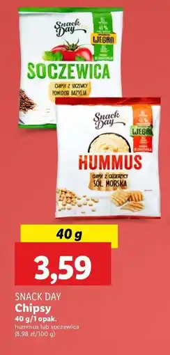 Lidl Chipsy z soczewicy o smaku pomidora i bazylii Snack day oferta