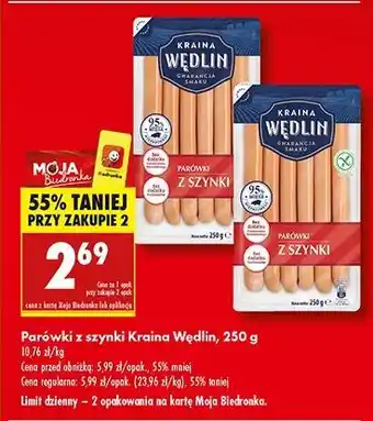 Biedronka Parówki z szynki Kraina Wędlin oferta