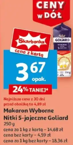 Auchan Makaron Wyborne Nitki 5-jajeczne Goliard oferta