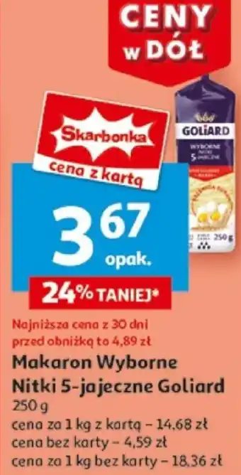 Auchan Makaron Wyborne Nitki 5-jajeczne Goliard oferta