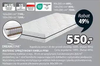 JYSK MATERAC SPRĘŻYNOWY EMBLA PF80 oferta