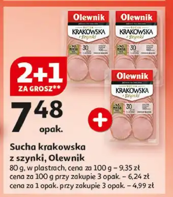 Auchan Kiełbasa krakowska z szynki Olewnik oferta