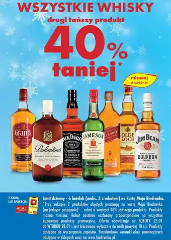 Biedronka WSZYSTKIE WHISKY drugi tańszy produkt 40% taniej oferta