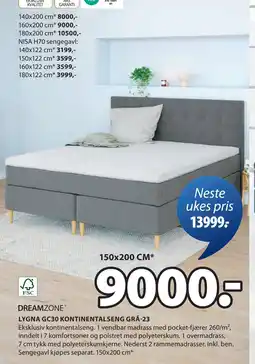 JYSK LYGNA GC30 KONTINENTALSENG GRÅ-23 oferta