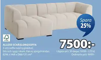 JYSK ALLESE SCHÄSLONGSOFFA oferta