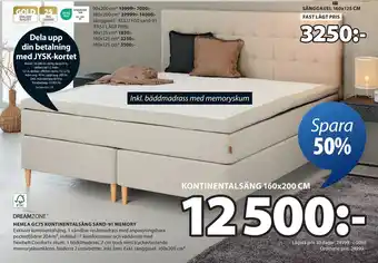 JYSK HEMLA GC75 KONTINENTALSÄNG SAND-91 MEMORY oferta