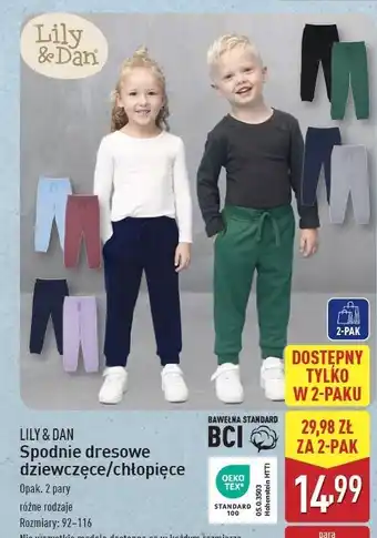 ALDI Spodnie dresowe 92-116 Lily & Dan oferta