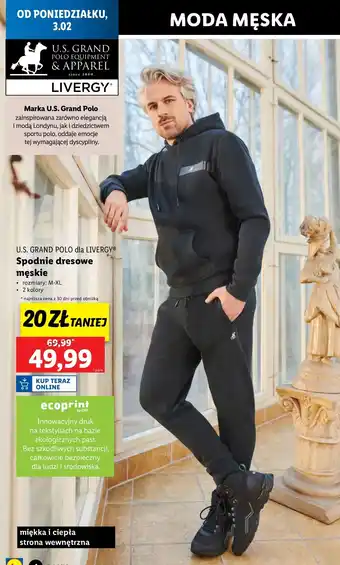 Lidl Spodnie dresowe męskie m-xl Us Grand Polo oferta