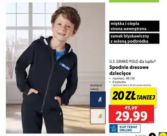 Lidl Spodnie dresowe 58-128 Us Grand Polo oferta