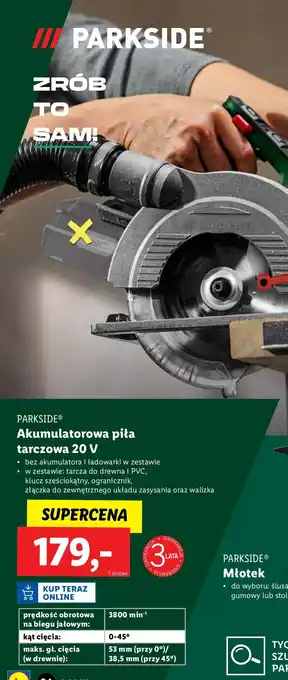 Lidl Piła tarczowa 20 v Parkside oferta