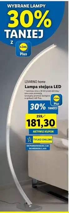 Lidl Lampa stojąca led Livarno Home oferta