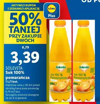 Lidl Sok pomarańczowy 100% Solevita oferta