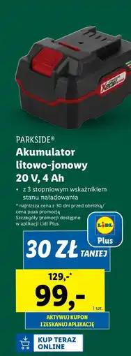 Lidl Akumulator litowo-jonowy 20v 4ah Parkside oferta