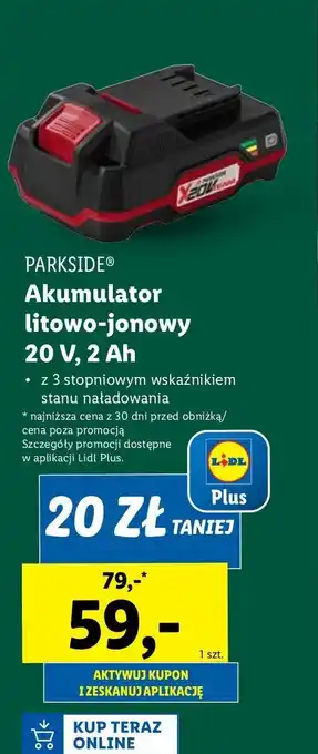 Lidl Akumulator litowo-jonowy 20v Parkside oferta