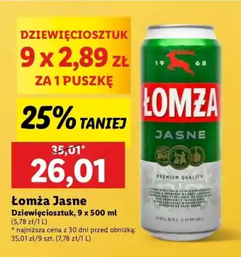 Lidl Piwo Łomża Jasne (Dawniej Export) oferta