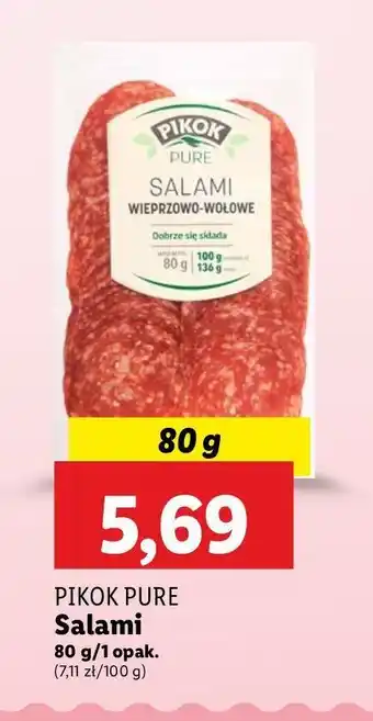 Lidl Salami wieprzowo-wołowe Pikok Pure oferta