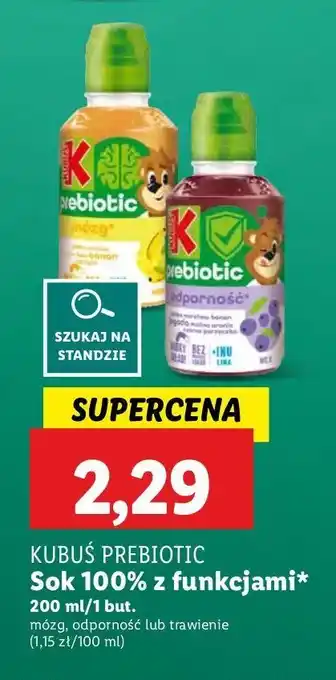 Lidl Sok odporność Kubuś Prebiotic oferta