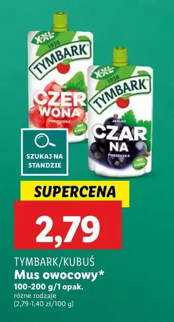 Lidl Mus jabłko czerwona porzeczka Tymbark oferta