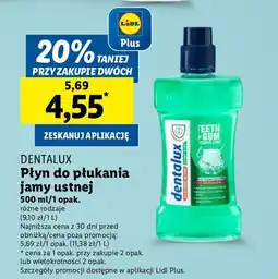Lidl Płyn do płukania jamy ustnej teeth + gum Dentalux oferta