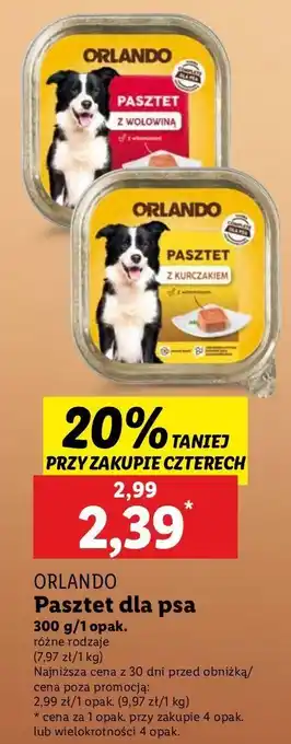 Lidl Pasztet dla psa z kurczakiem Orlando oferta