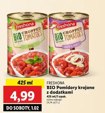 Lidl Pomidory krojone z cebulą i czosnkiem Freshona oferta